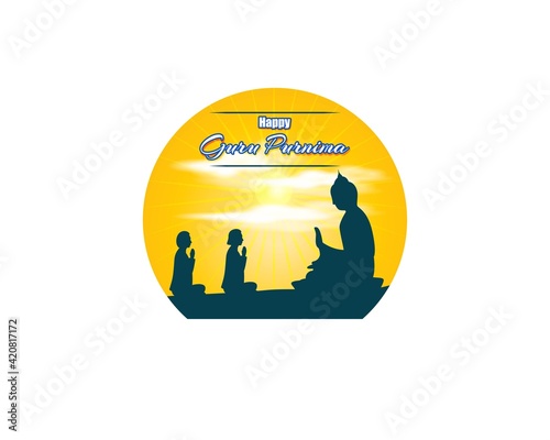 vector illustration for Indian festival guru purnima with Hindi text guru purinma ki hardik shubhkanaye means heartiest greeting for guru purinma 