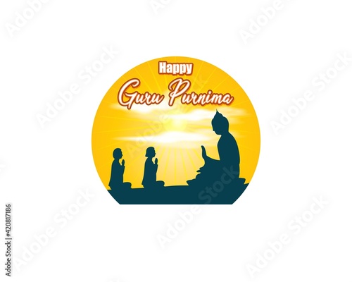 vector illustration for Indian festival guru purnima with Hindi text guru purinma ki hardik shubhkanaye means heartiest greeting for guru purinma 