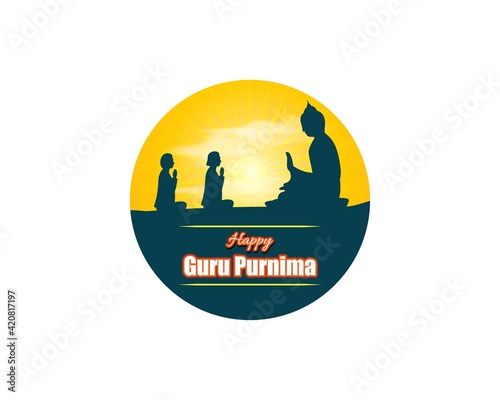 vector illustration for Indian festival guru purnima with Hindi text guru purinma ki hardik shubhkanaye means heartiest greeting for guru purinma 