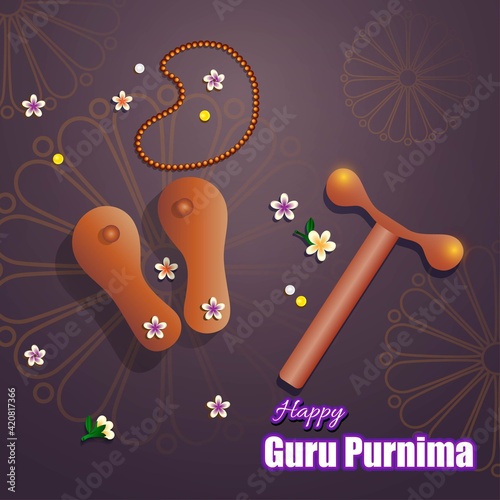 vector illustration for Indian festival guru purnima with Hindi text guru purinma ki hardik shubhkanaye means heartiest greeting for guru purinma 