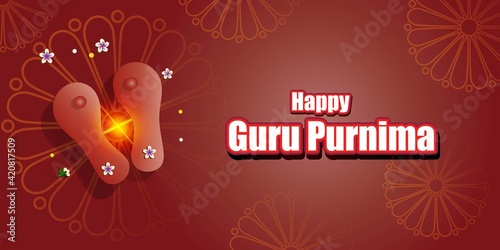vector illustration for Indian festival guru purnima with Hindi text guru purinma ki hardik shubhkanaye means heartiest greeting for guru purinma 