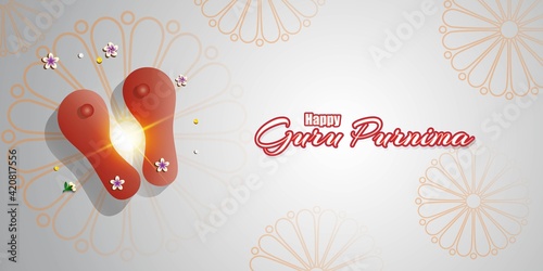 vector illustration for Indian festival guru purnima with Hindi text guru purinma ki hardik shubhkanaye means heartiest greeting for guru purinma 