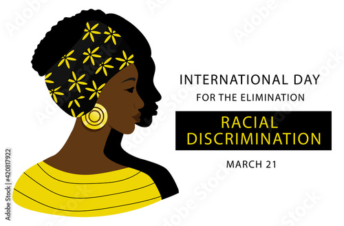 International Day for the elimination of Racial Discrimination march 21 banner concept. Template for background, card, poster with text inscription. Vector illustration.