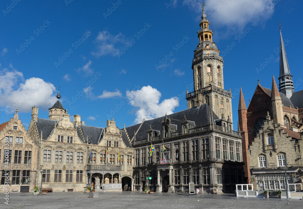 Town square of the West Flanders city of Veurne Furnes in Belgium
