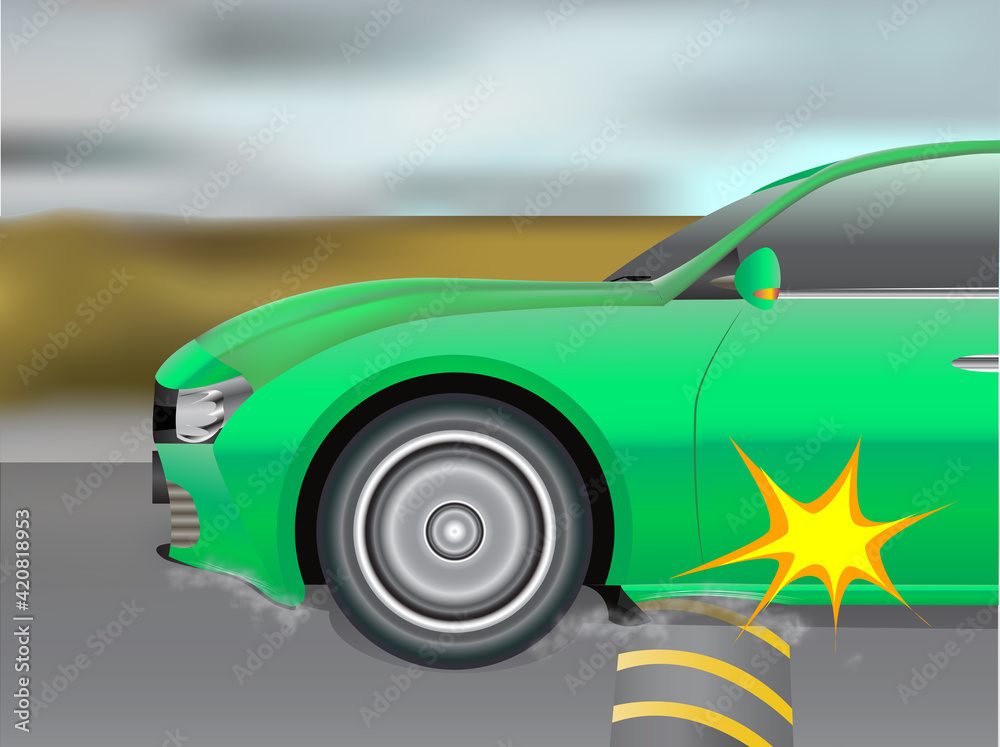 Belly of car being scrapped by road speed breaker Stock Vector | Adobe Stock