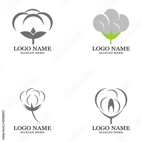 Cotton flower vector icon template symbol nature