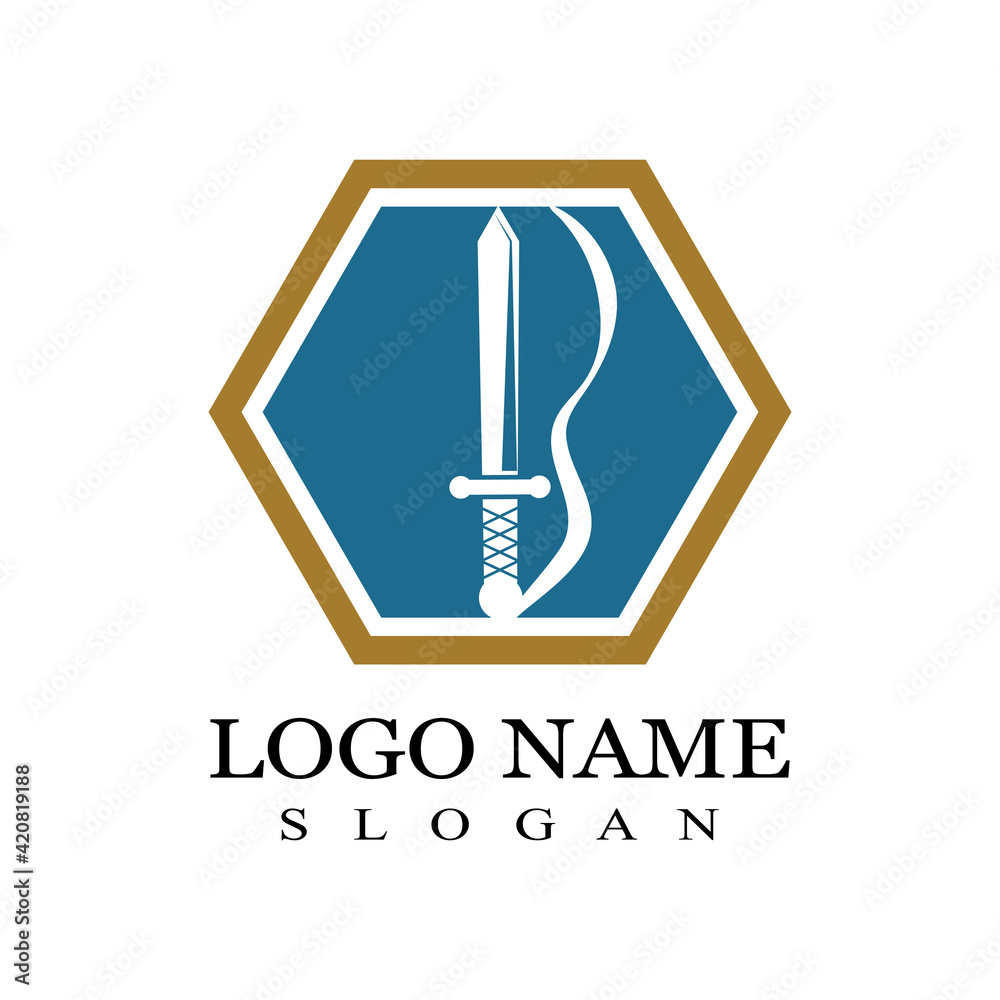 Sword illustration logo vector flat design Sword illustration logo vector flat design