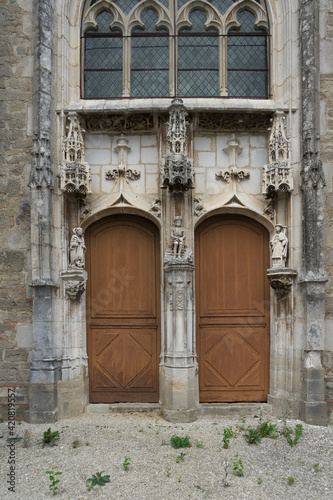 Detail of church pilar in Polisot France