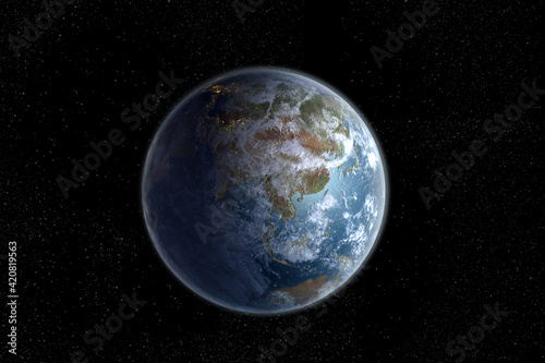 Planet Earth with Asia
