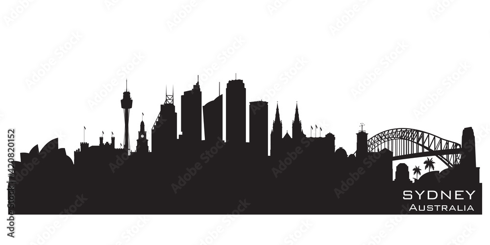 Sydney Australia city skyline vector silhouette