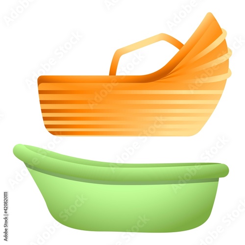 Baby bathtub icon, cartoon style