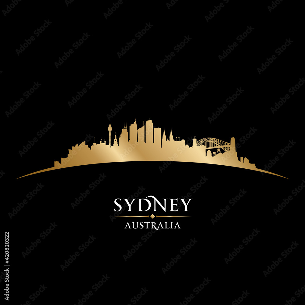 Sydney Australia city silhouette black background