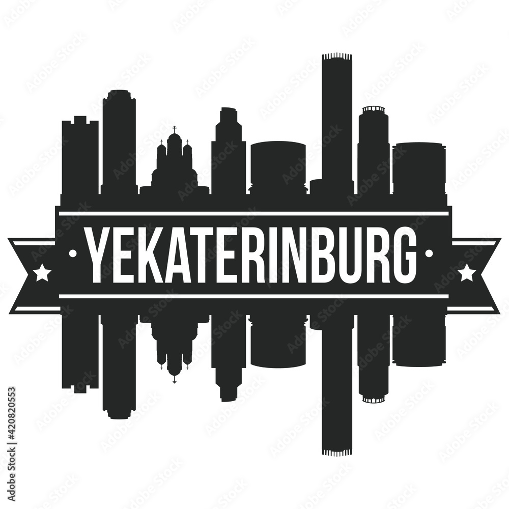 Yekaterinburg Russia City Skyline Banner Vector Design Silhouette Art Stencil.