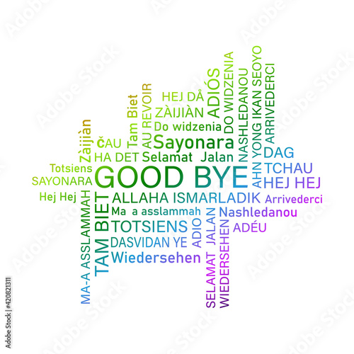 Word Goodbye people different languages. International community.