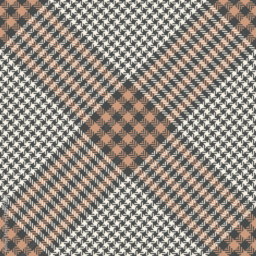 Glen check plaid pattern seamless in grey and beige. Herringbone light check plaid graphic background vector for skirt, blanket, throw, other modern spring autumn modern fashion textile print.