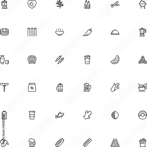 icon vector icon set such as: juice, linguine, milk, silver, foam, chef, peppermint, yolk, shashlik, chicken, jalapeno, full, chilli, handle, soup, invitation, cob, candle, box, pancakes, mentha