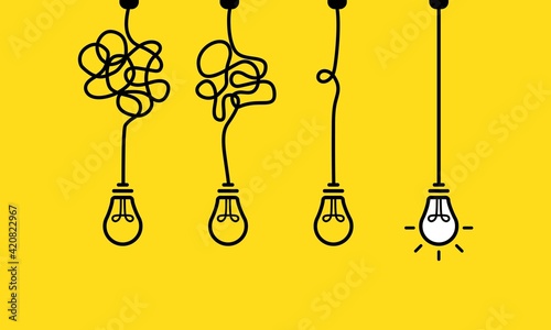 Creative idea banner. Innovation ideas. Bulb icon. Vector EPS 10. Isolated on white background