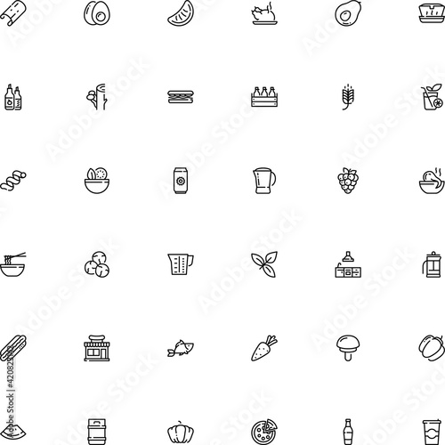 icon vector icon set such as: toast, life, capers, produce, riccioli, filter, drawing, mug, retail, fungus, many, flour, sticker, styrofoam, domestic, building, scullery, soda, noodle, lager, party