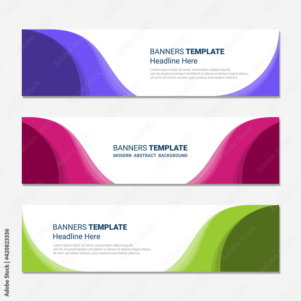 Fototapeta premium Set of horizontal modern banner design social media template background isolated