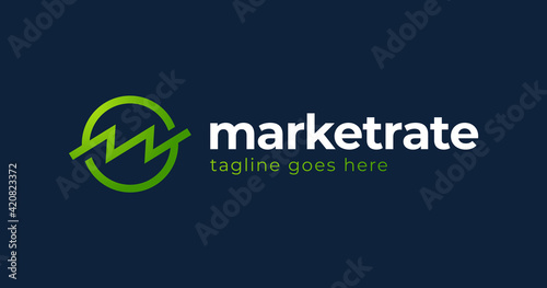 Bank or finance organization letter M or W logo template. Marketing rate simple circle logotype in polygonal style.