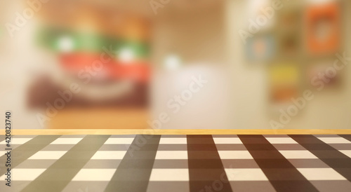 Tablecloth textile on wooden wood textured wall. abstract graphic background for key visual.
