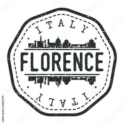 Florence  Metropolitan City of Florence  Italy Stamp Skyline Postmark. Silhouette Postal Passport. City Round Vector Icon. Vintage Postage Design.