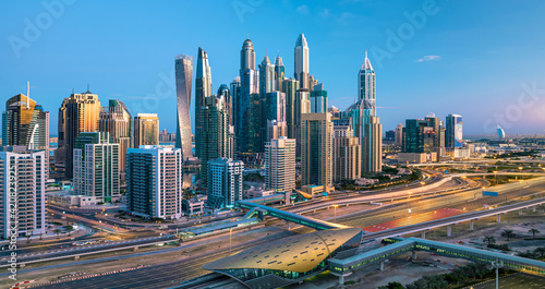 DUBAI ,UNITED ARAB EMIRATES-FEBRUARY  Beautifull ,  Dubai downtown at the sunset, Dubai, United 
  photo