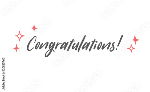 Congratulations hand written lettering calligraphic text. Congrats greeting message.