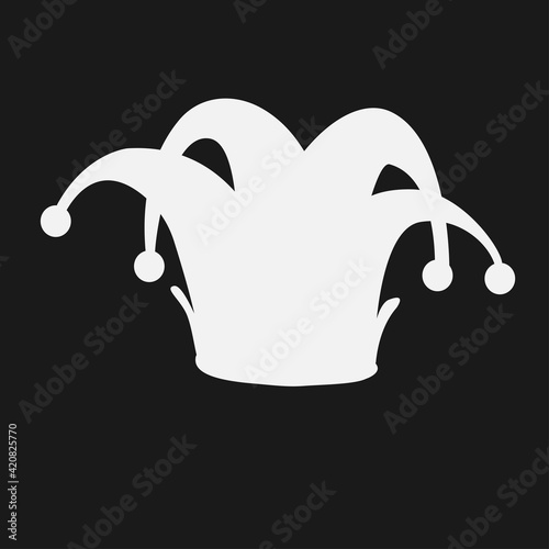 Icon hat jester. Harlequin hat in black and white. Vector eps illustration.