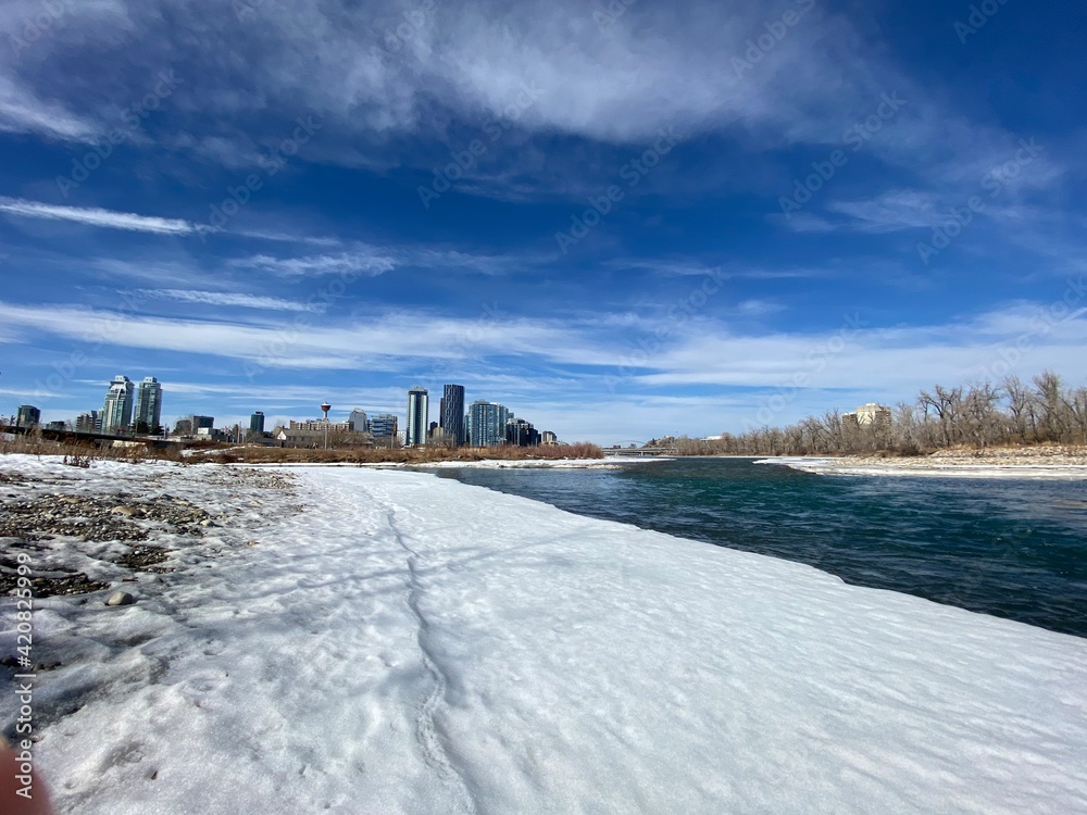 Calgary skyline seen from the Bow River