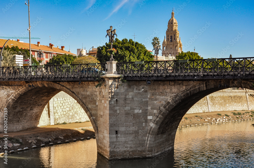 Bridge over Segura river in Murcia, Spain Bridge over Segura river in Murcia, Spain