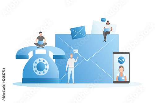 Round-clock support, assistance. Operators, assistants in headphones communicate on hotline in e-mail messages on Internet, in letters, via video communication in smartphone,calls from landline phone.