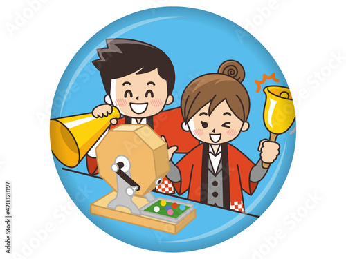 ガラポン抽選会のイベントスタッフ