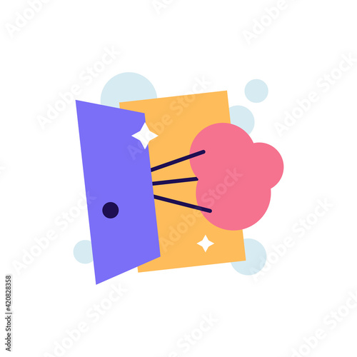 Opened door airing room logo sign vector