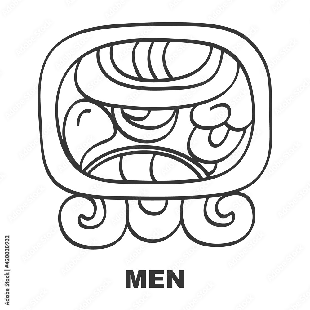 Vector icon with Glyph from Maya calendar Tzolkin. Calendar day symbol Men Vector icon with Glyph from Maya calendar Tzolkin. Calendar day symbol Men
