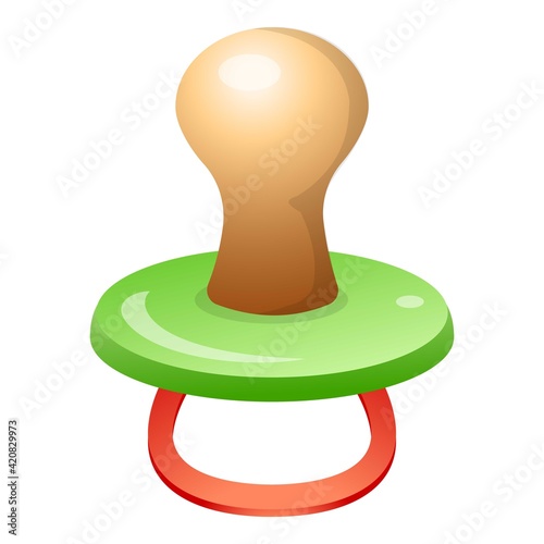 Baby pacifier icon, cartoon style