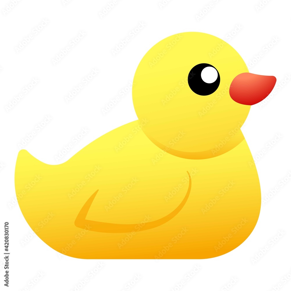 Yellow bath duck icon, cartoon style Yellow bath duck icon, cartoon style