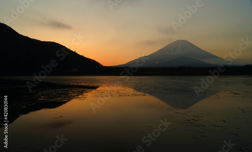 Mount Fuji of Japan. Fujisan.Fujiyama. volcanic mountain. Japan tourist spot 