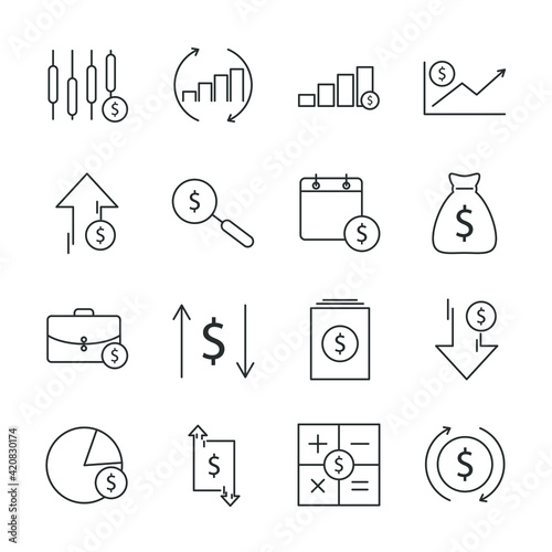Financial Analytics set icon, isolated Financial Analytics set sign icon, vector illustration