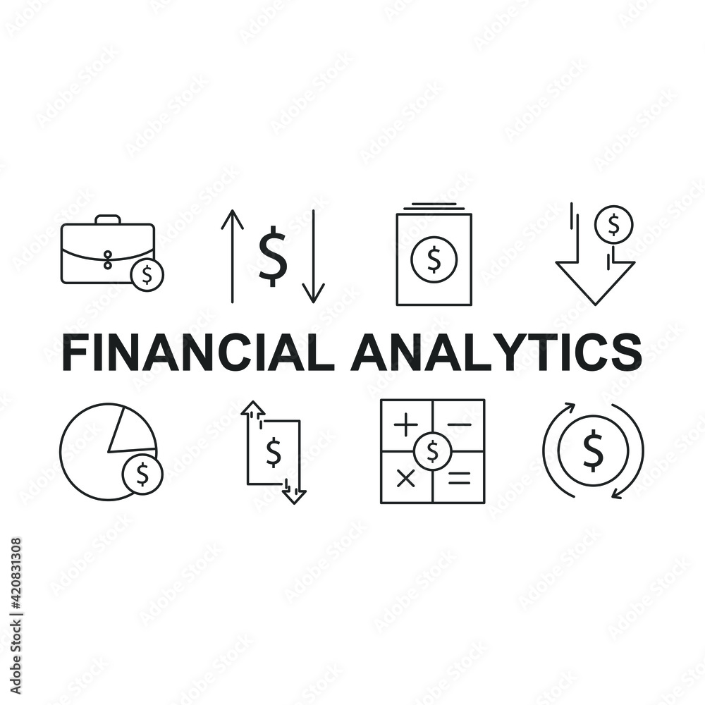 Financial Analytics set icon, isolated Financial Analytics set sign icon, vector illustration Financial Analytics set icon, isolated Financial Analytics set sign icon, vector illustration