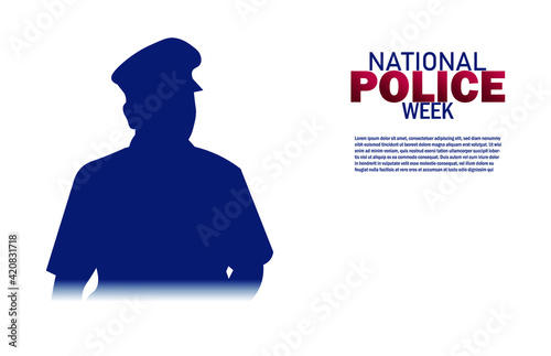 National Police Week in May. Celebrated annual in United States. In honor of the police hero. USA text design vector illustration.