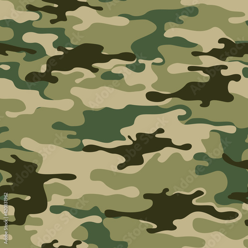 Camouflage seamless pattern Military texture. Abstract camo. Print on fabric on clothes. Vector illustration