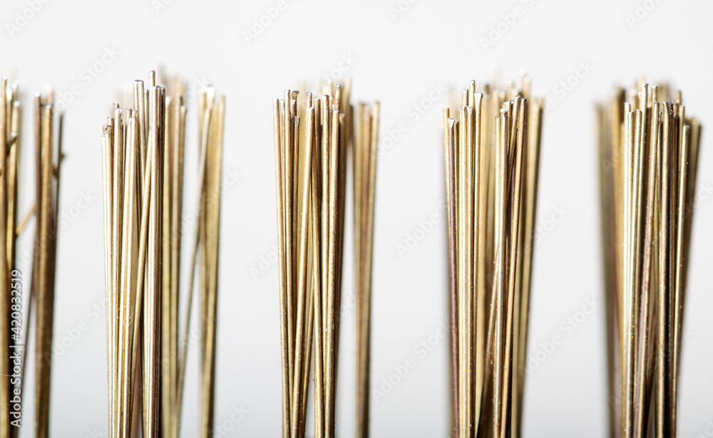 custom made wallpaper toronto digitalBronze brass metal wire brush bristles closeup macro