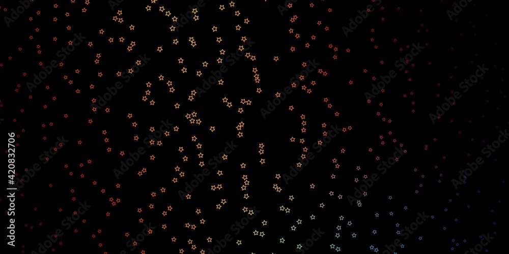 Dark Multicolor vector template with neon stars.