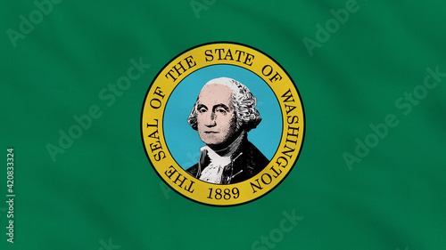 Washington State - USA - Crumpled Fabric Flag. USA Flag. State of Washington Flag. North America Flags. Celebration. Patriots. Surface Texture. Background Fabric.