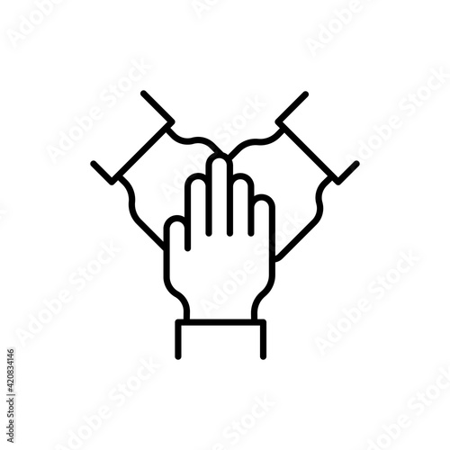 Collaboration Hands Vector Outline icon style illustration. 