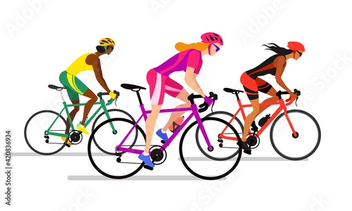 Athletic and professional female cyclists.