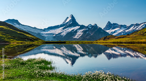 lake, mountain, snow, nice, nature