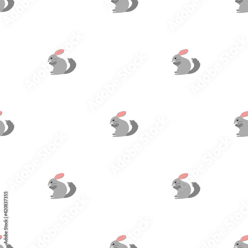 Seamless vector pattern with chinchilla on white background.