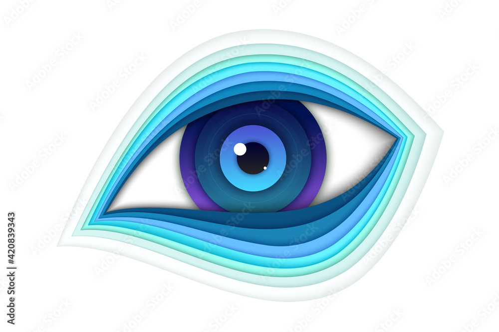 Eye in paper art style. Vector illustration. Eye in paper art style. Vector illustration.